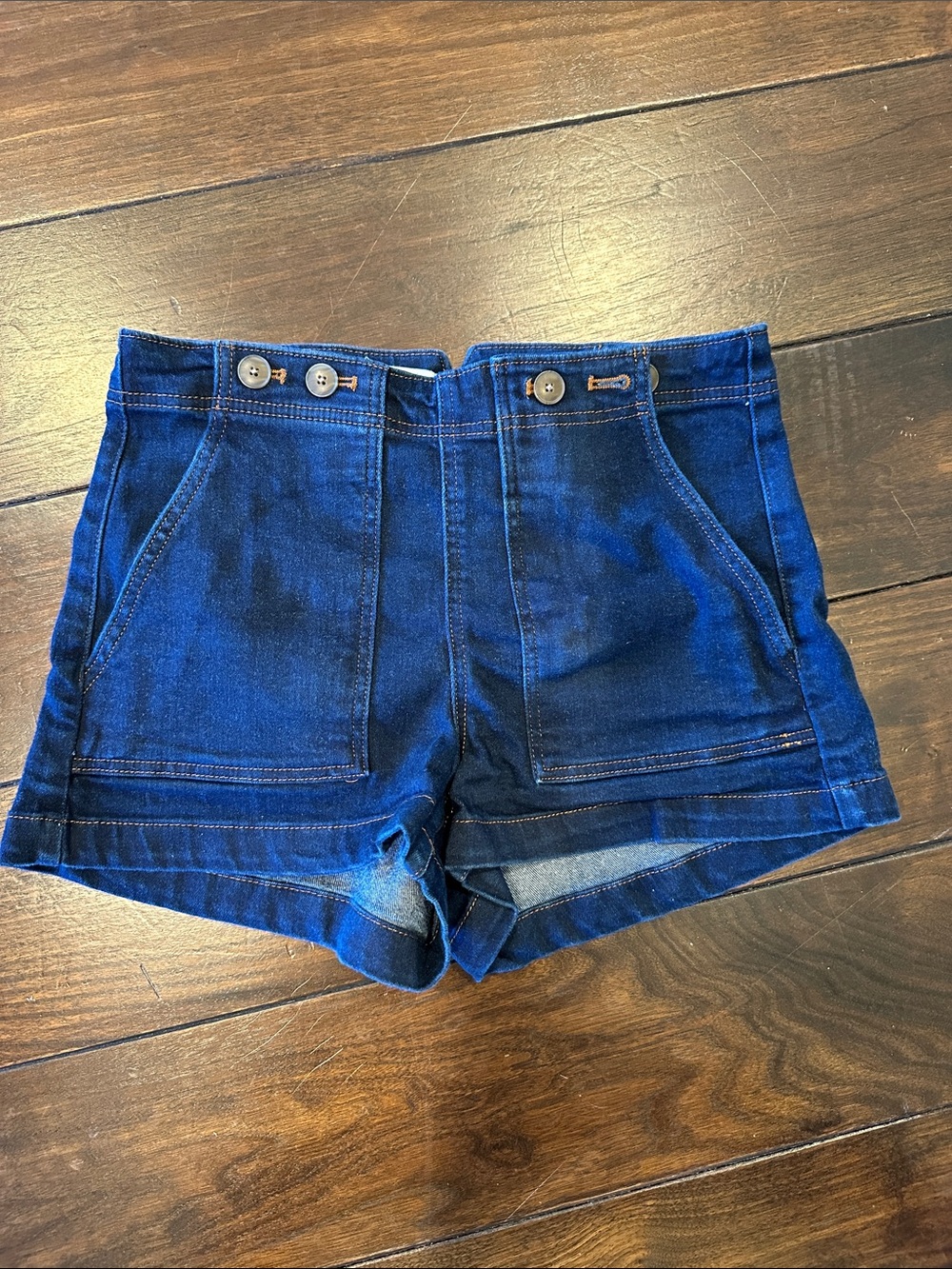 Anthropologie Indigo High-Rise Denim Utility Shorts